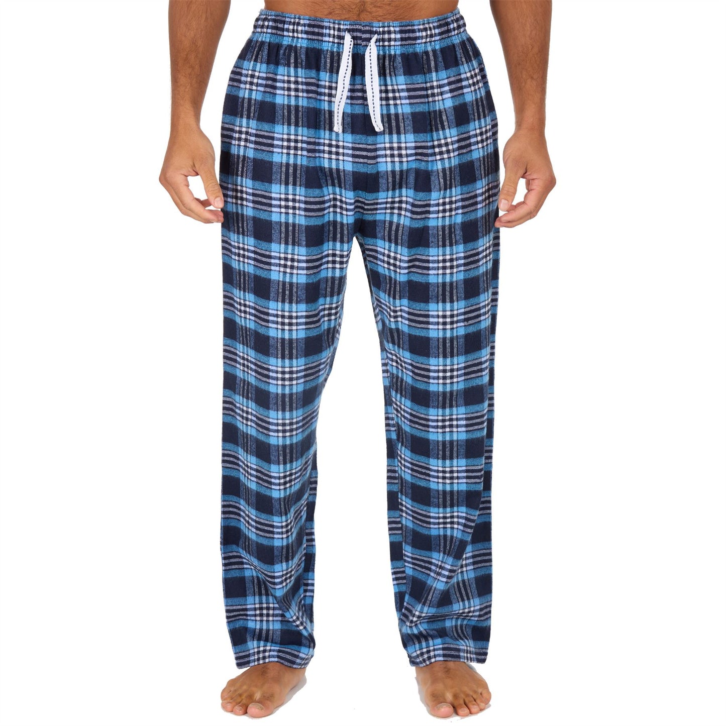 Cargo Bay Mens Check Flannel Lounge Pants - Blue