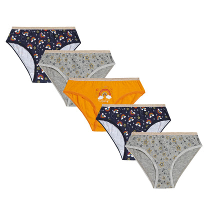 4Kidz Girls Briefs (5 Pack) - Rainbows (7-13 Years)