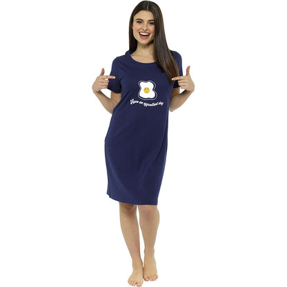 Follow That Dream Have An Eggcellent Day Nightdress - Navy