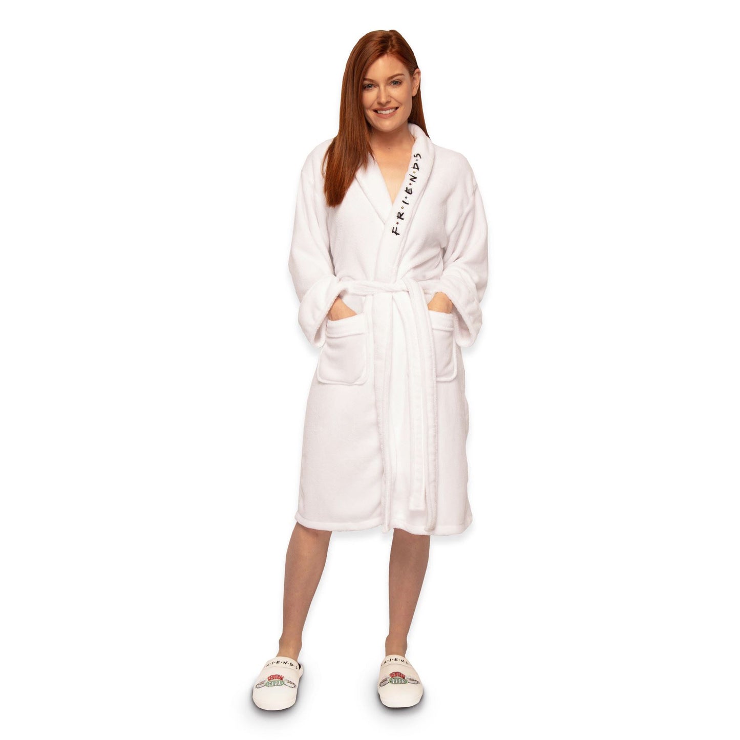 Friends Womens Central Perk Fleece Robe - White