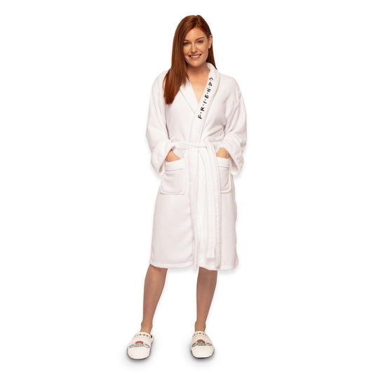 Friends Womens Central Perk Fleece Robe - White