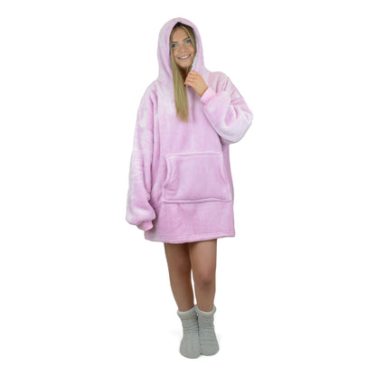 Foxbury Womens Oversized Fleece Hooded Blanket - Pink