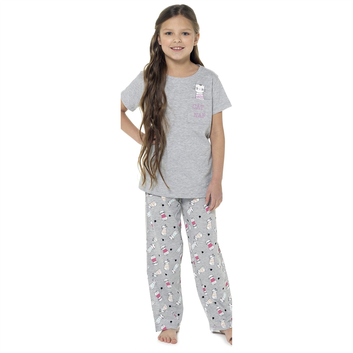 Follow That Dream Kids Cat Nap Pyjamas - Grey