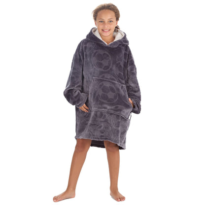 Huggable Hoodie Kids Fleece Oversized Embossed Hoodie - Football
