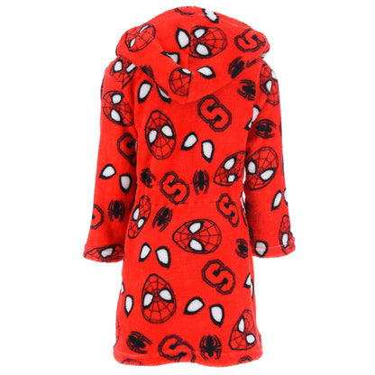 Spiderman Logo Kids Fleece Robe - Red