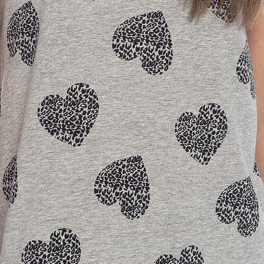 Follow That Dream Womens Heart Print Nightdress - Grey