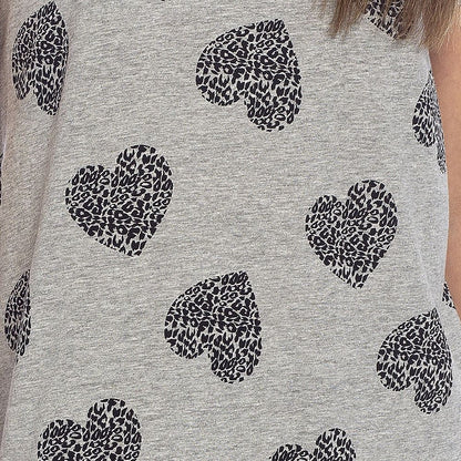Follow That Dream Womens Heart Print Nightdress - Grey