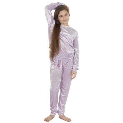 Forever Dreaming Girls Crushed Velvet Pyjamas - Lilac