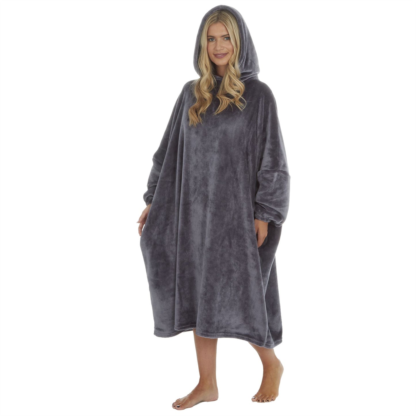 Forever Dreaming Womens Luxury Shimmer Fleece Hoodie - Charcoal