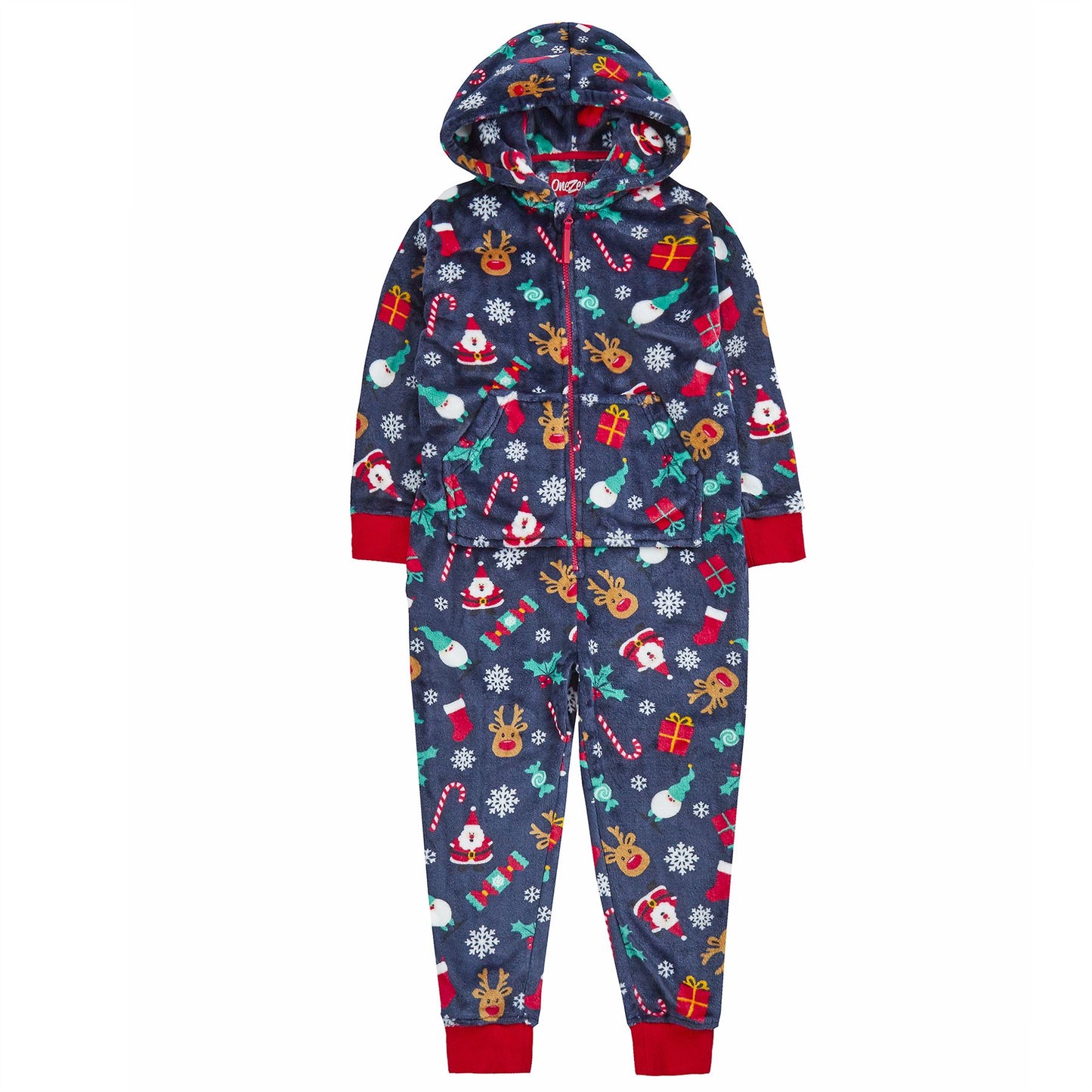 Onezee Kids Christmas Print Fleece Onesie - Navy (2-6 Years)