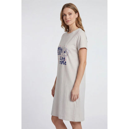Gaubert Womens 'Worry Less Live More' Nightdress - Beige Gaubert