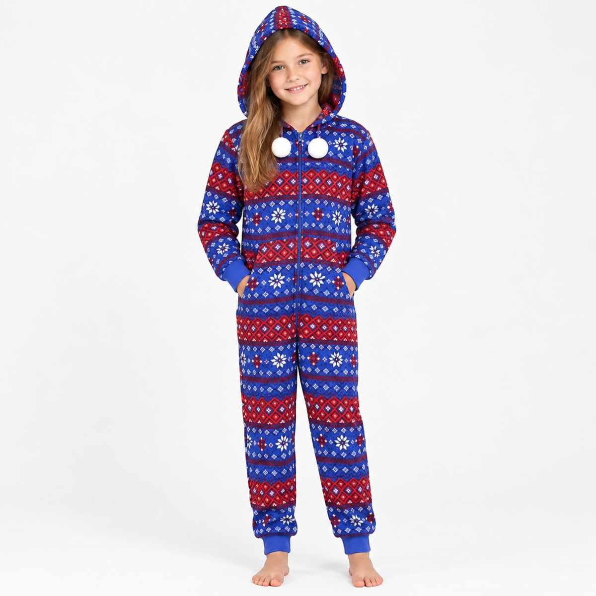Onezee Kids Fairisle Print Fleece Onesie - Blue Onezee