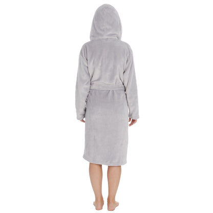 Forever Dreaming Womens Fleece Hooded Robe - Grey (S-XL)