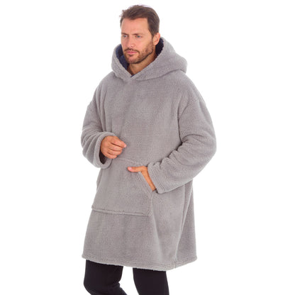 Huggable Hoodie Mens Snuggle Fleece Oversized Hoodie - Grey