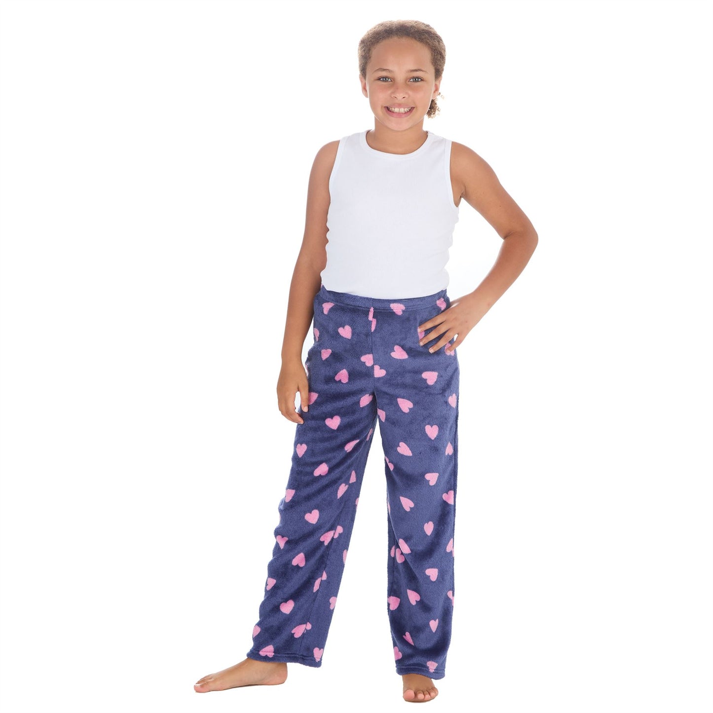 Forever Dreaming Girls Fleece Lounge Pants - Navy Hearts