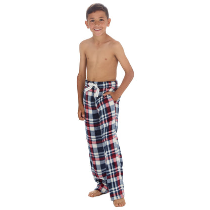 Cargo Bay Boys Fleece Lounge Pants - Burgundy Check