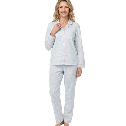 Marlon Womens Floral Winceyette Pyjamas - Blue Marlon
