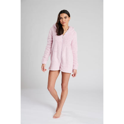 Loungeable Womens Sherpa Fleece Romper Onesie With XL Ears - Lilac