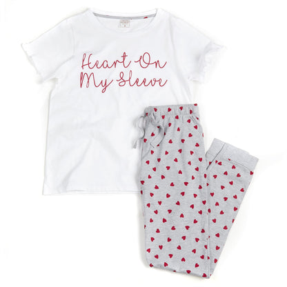 Forever Dreaming Womens 'Heart On My Sleeve' Pyjama Set - White