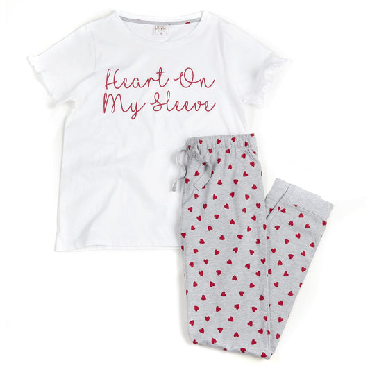 Forever Dreaming Womens 'Heart On My Sleeve' Pyjama Set - White