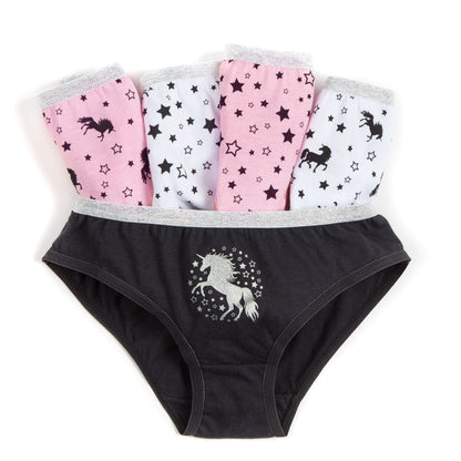 4Kidz Girls Briefs (5 Pack) - Unicorns (7-13 Years)