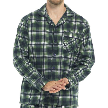 Tom Franks Mens Flannel Check Pyjamas - Navy