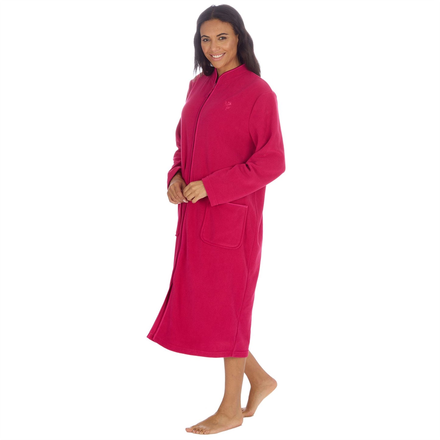 Countess Christie Longer Length Zip Housecoat - Raspberry