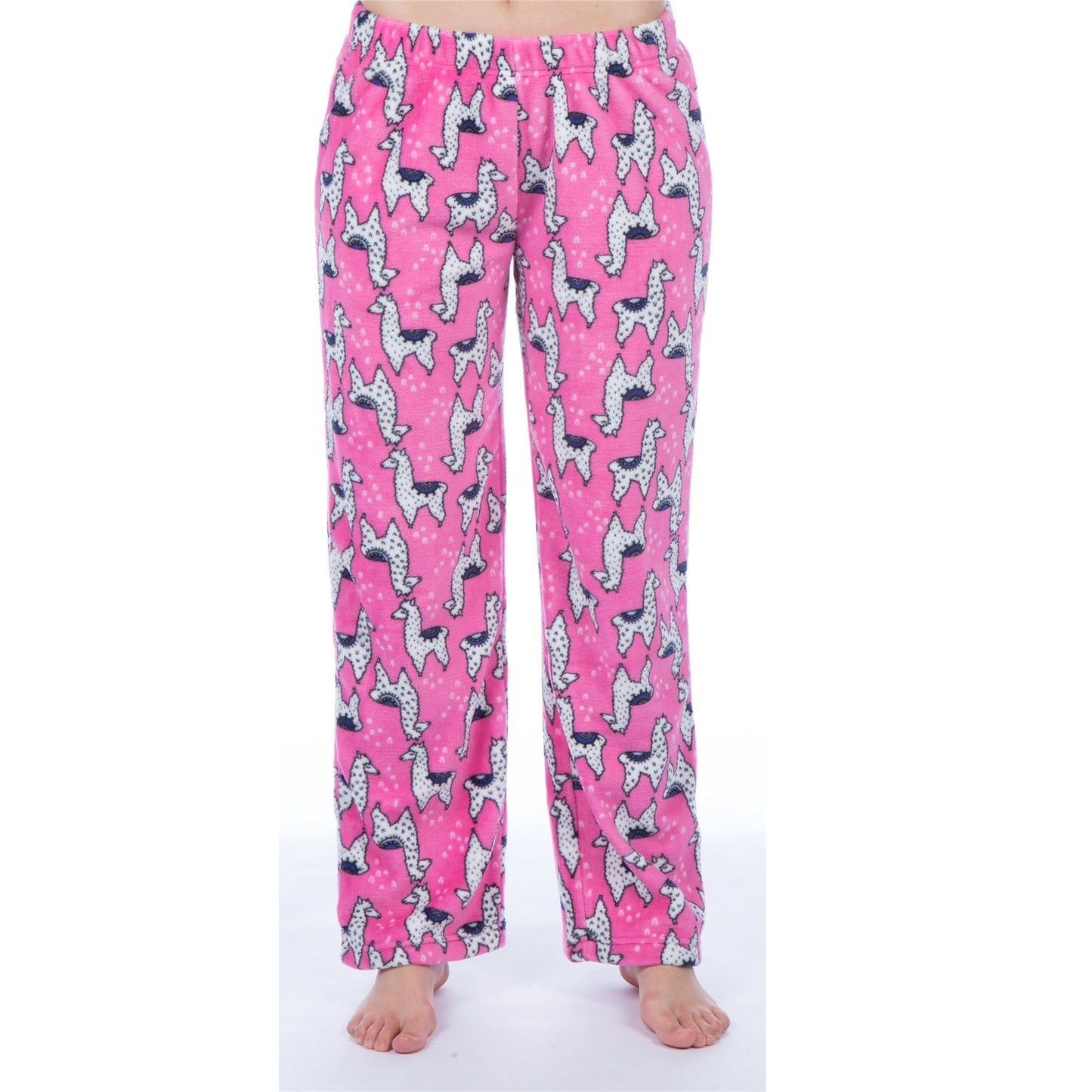 Selena Girl Llama Print Fleece Lounge Pants - Pink