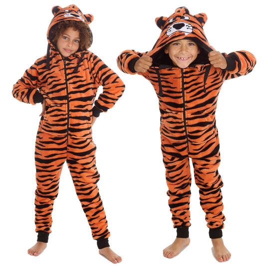 Onezee Unisex Kids Tiger Fleece Onesie Onezee