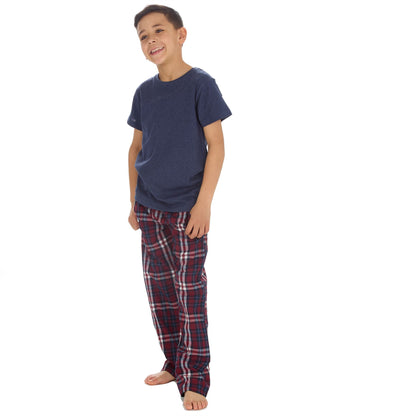 Cargo Bay Kids Top and Woven Check Bottoms - Denim/Burgundy
