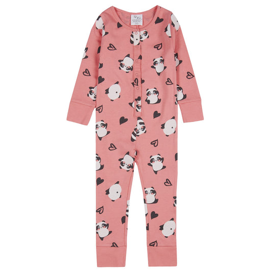 Minikidz Kids Panda Jersey Onesie - Coral
