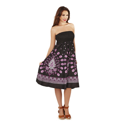 Pistachio Floral Print 2 in 1 Dress/Skirt - Black/Purple