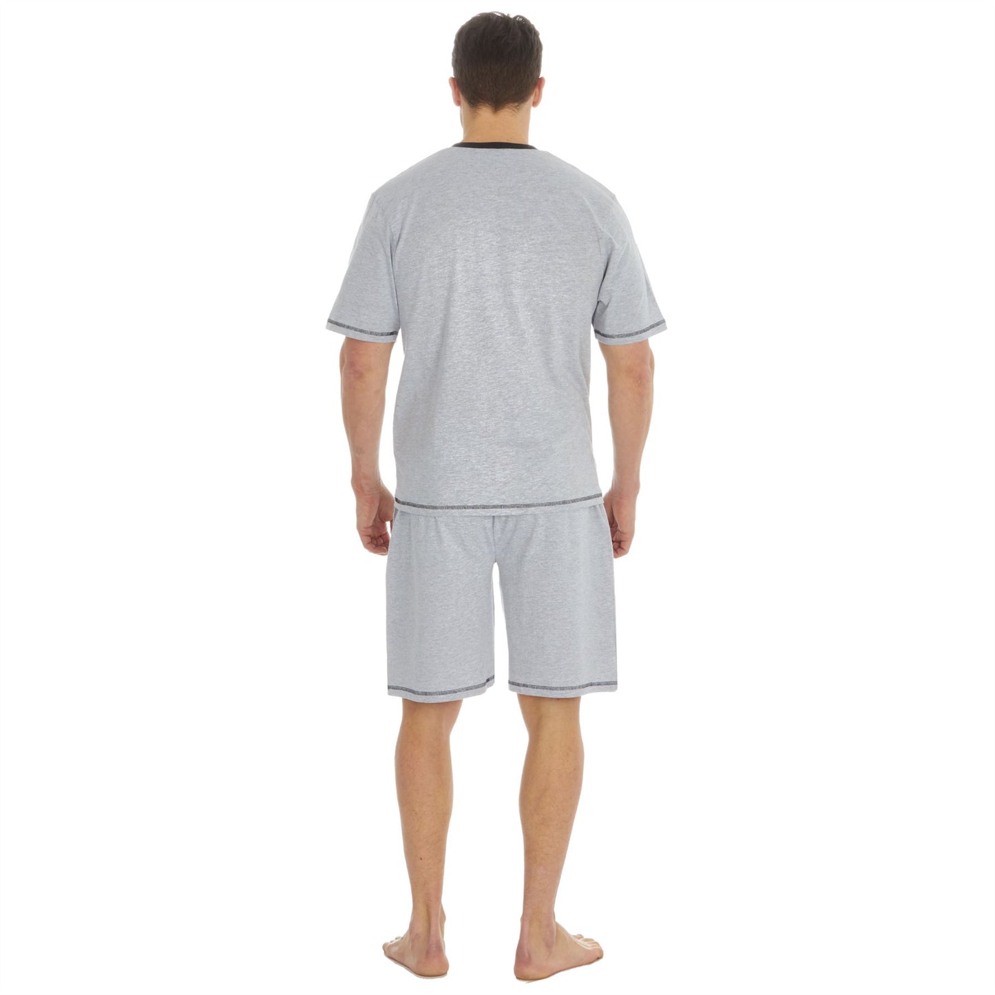 Cargo Bay Mens V Neck Top/Short Pyjamas - Grey/Charcoal
