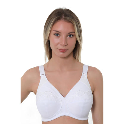 Gemm Full Cup Embroidered Non Wired Bra - White