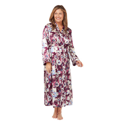 Marlon Satin Bold Floral Wrap - Deep Mulberry