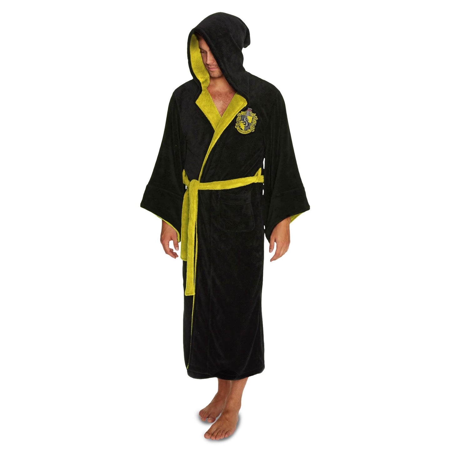Harry Potter Mens Hufflepuff Fleece Robe - Black