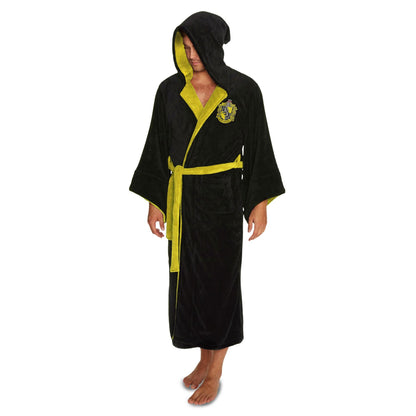 Harry Potter Mens Hufflepuff Fleece Robe - Black