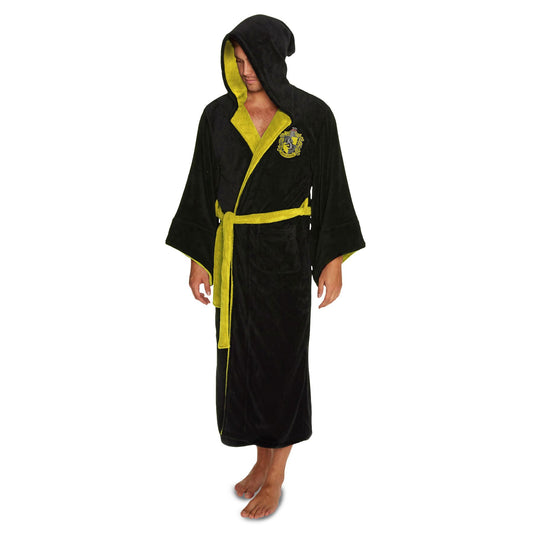 Harry Potter Mens Hufflepuff Fleece Robe - Black
