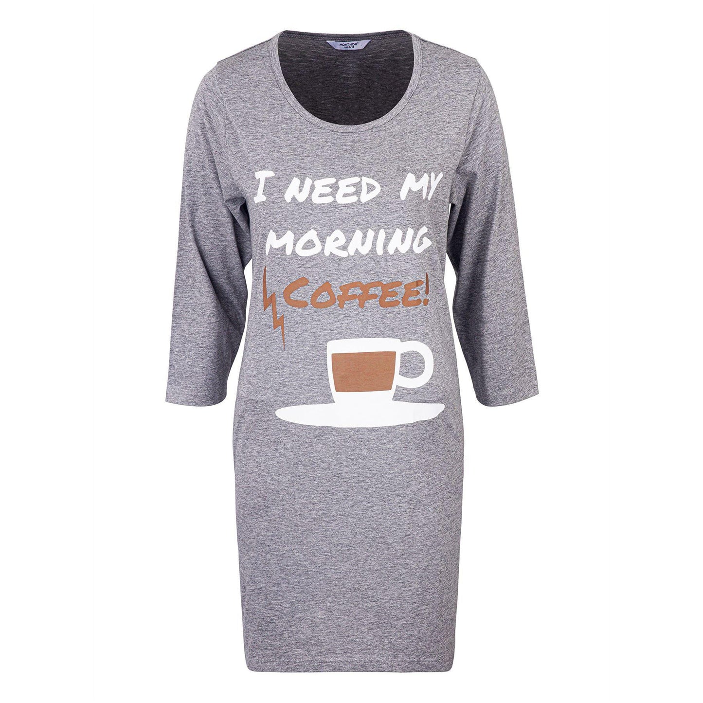 Mont Noir Coffee 3/4 Sleeve Nightdress - Grey
