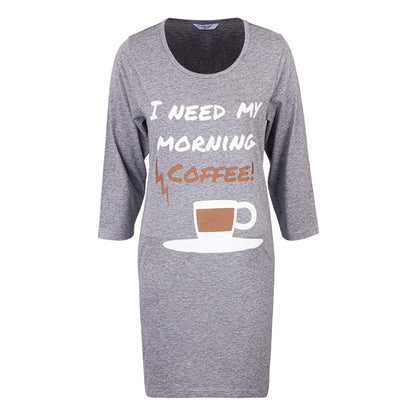 Mont Noir Coffee 3/4 Sleeve Nightdress - Grey