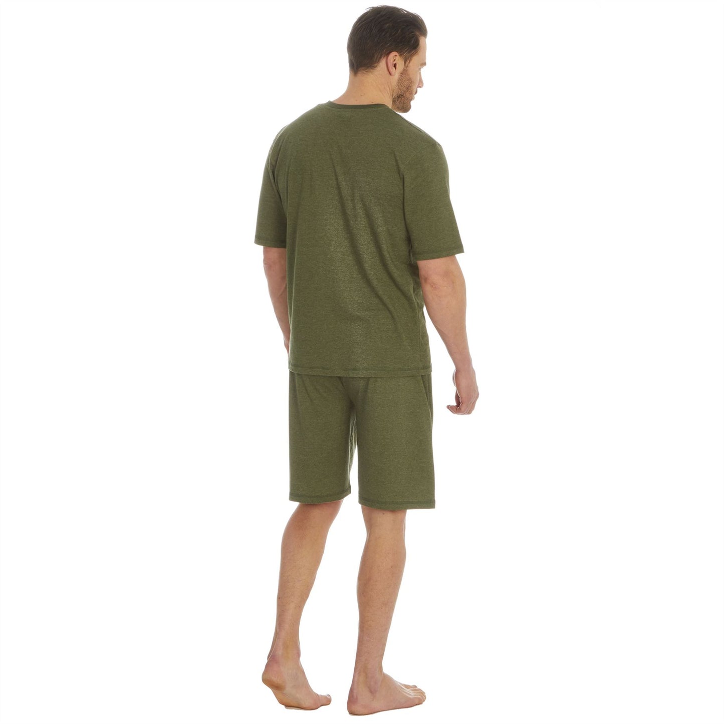 Cargo Bay Mens V Neck Top/Short Pyjamas - Khaki/Dark Khaki