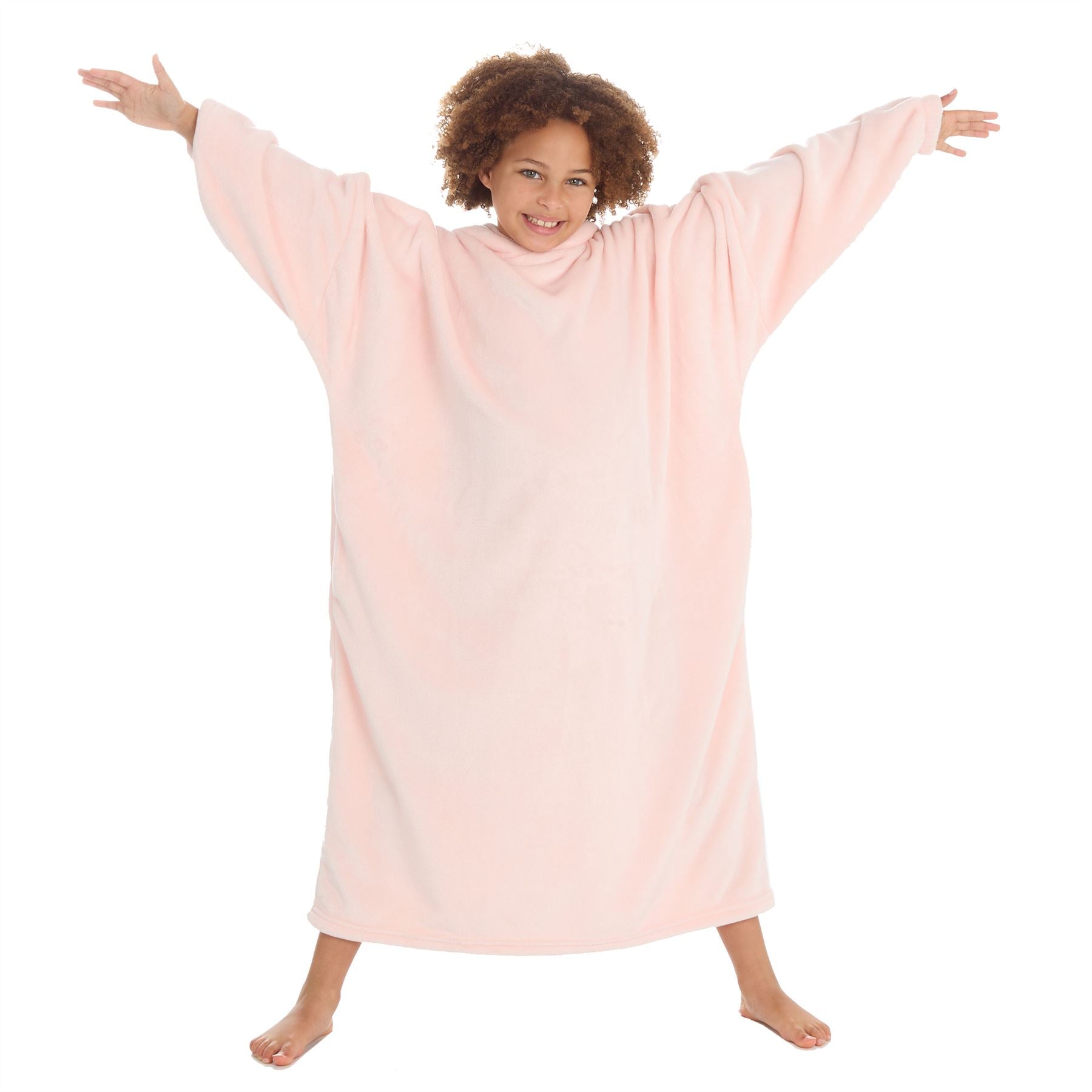 Slumber Party Kids Fleece Longline Hooded Poncho - Pink Slumber Party