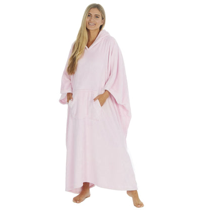 Forever Dreaming Womens Longline Fleece Poncho - Pink