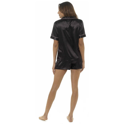 Wolf and Harte Womens Short Satin Pyjamas - Black