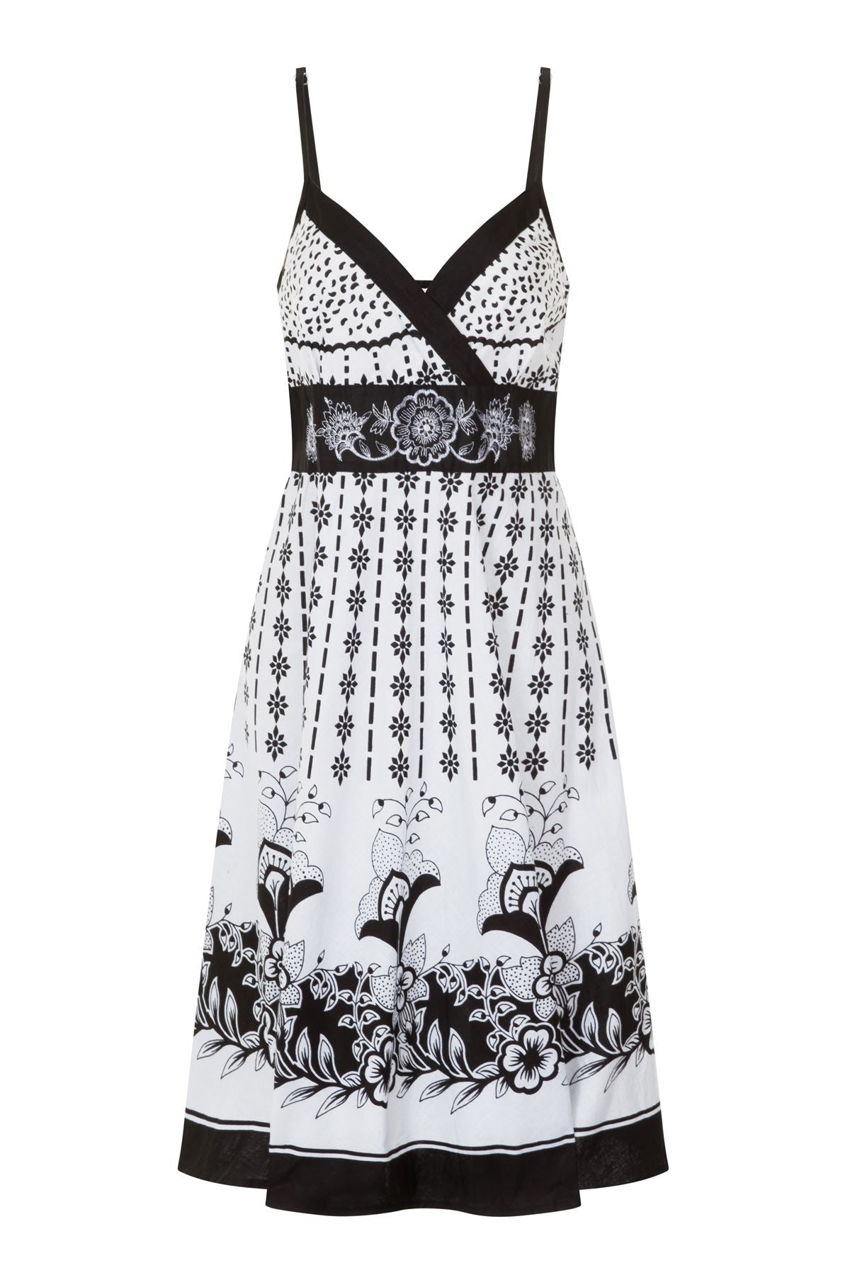 Pistachio Crossover Summer Dress - Black/White
