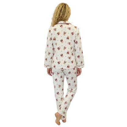 Indigo Sky Womens Teddy Bear Winceyette Pyjamas - Ivory Indigo Sky