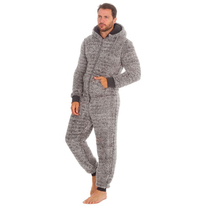 Cargo Bay Mens Frosted Sherpa Fleece Onesie - Grey
