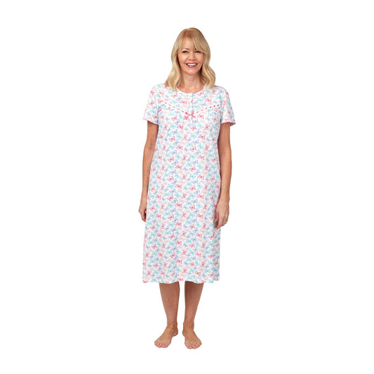 Marlon Butterfly Print Short Sleeve Nightdress - Pink