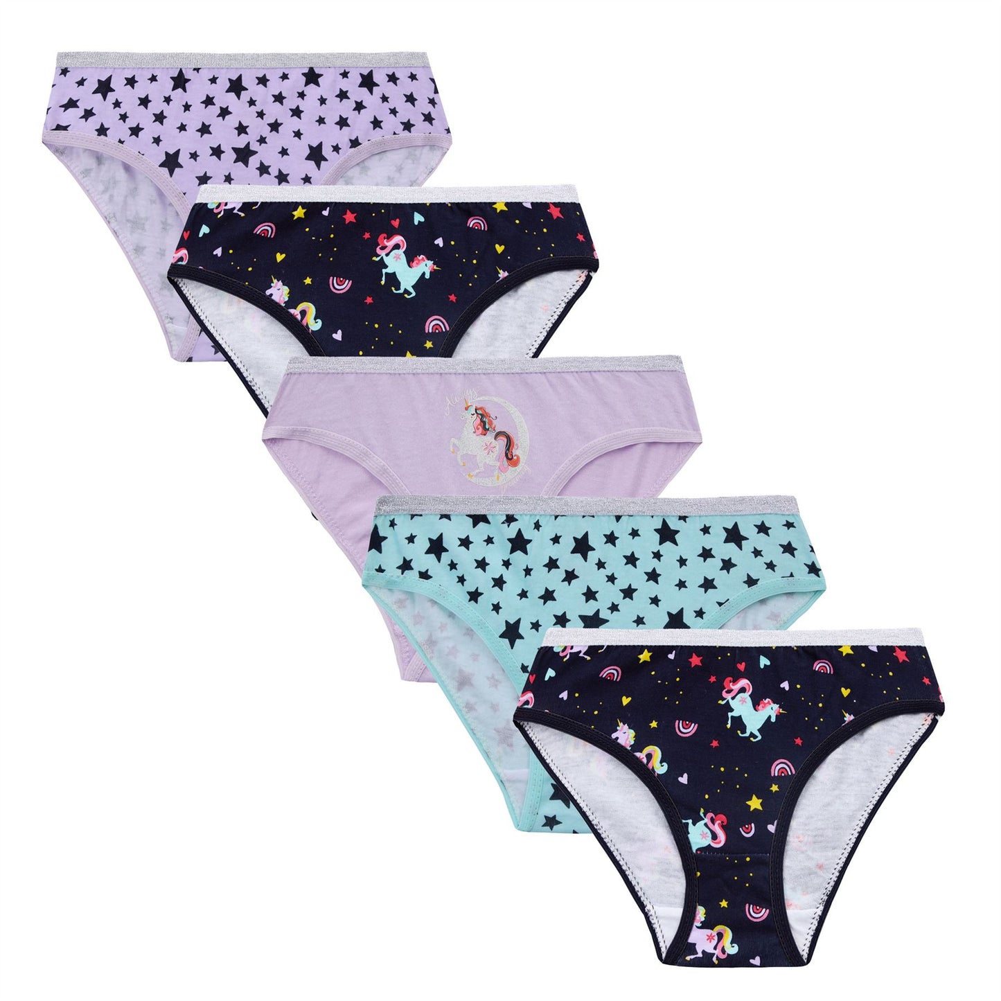 4Kidz Girls Briefs 5 Pack - Unicorns (7-13 Years)