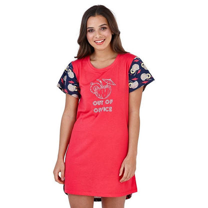 Loungeable Out Of Office Nightdress - Red/Print